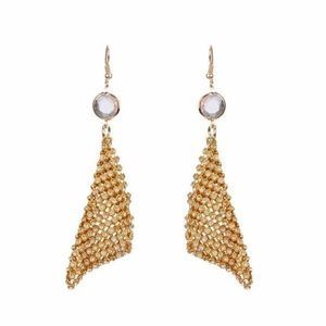 Crystal Adorned Golden Couture Earrings